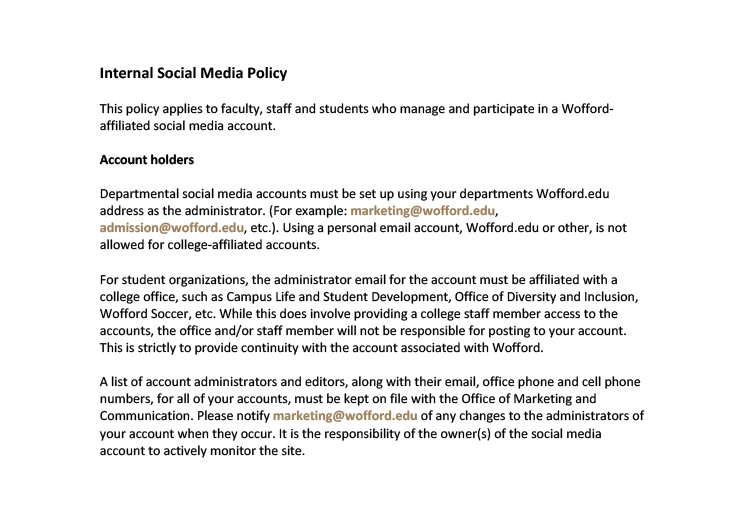 Internal Social Media Policy